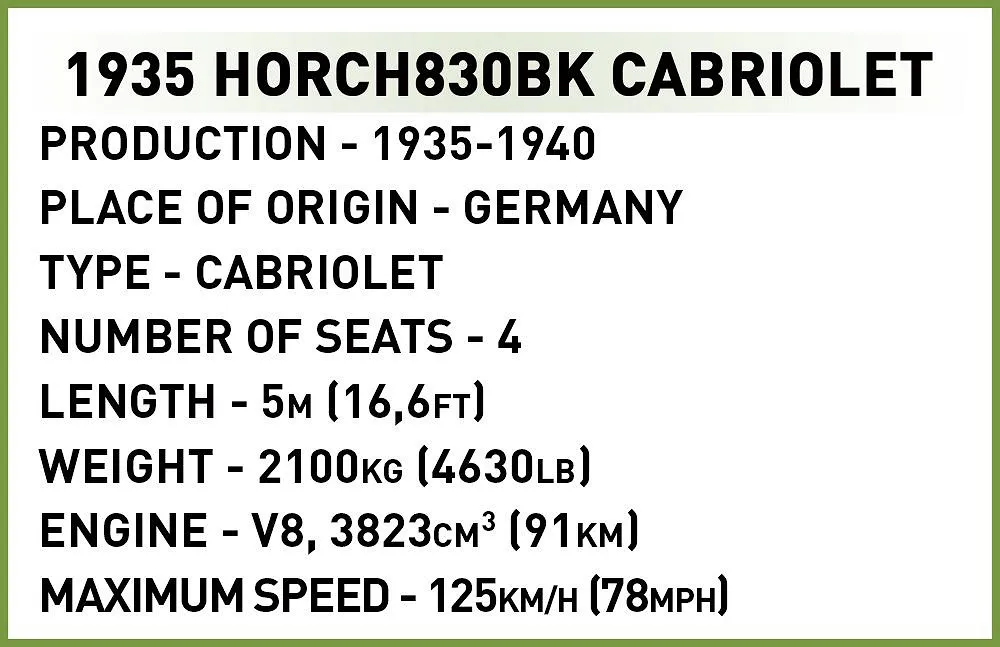 COBI 2271 Horch830BK Cabriolet - Limited Edition