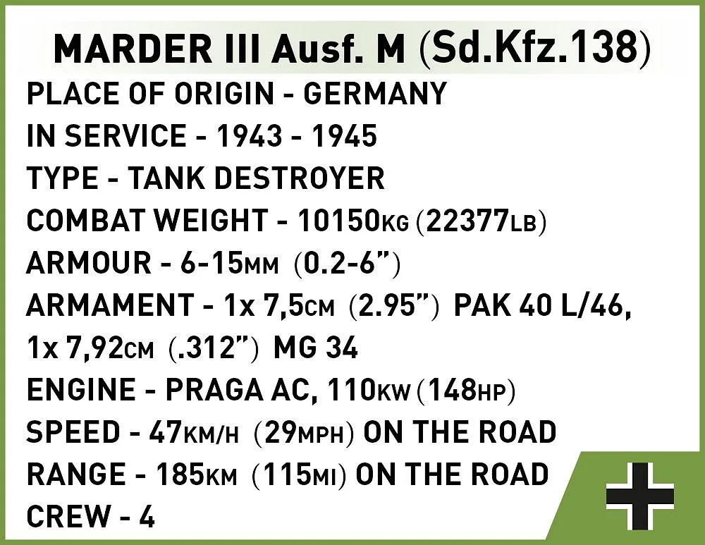 COBI 2282 Marder III Ausf.M (Sd.Kfz.138)