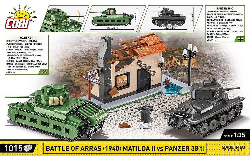 COBI 2284 Battle of Arras 1940 Matilda II vs Panzer 38(t)