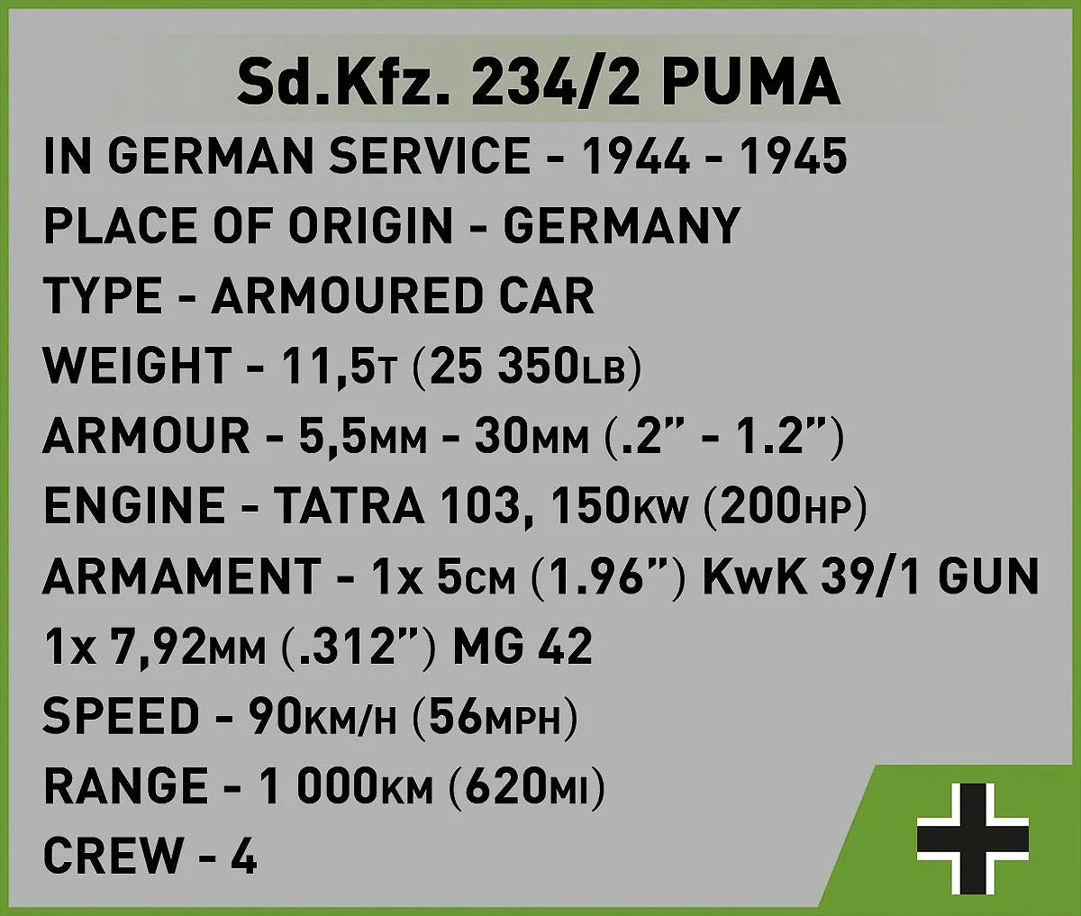 COBI 2287 Sd.Kfz. 234/2 Puma