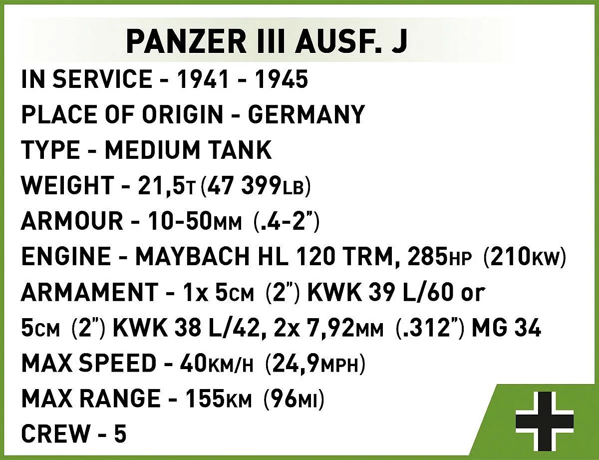 COBI 2289 Panzer III Ausf.J