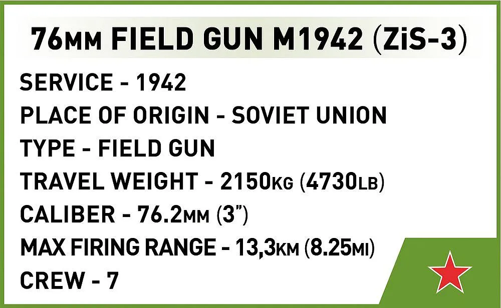 COBI 2293 ZiS-3 76 mm divisioneel kanon M1942