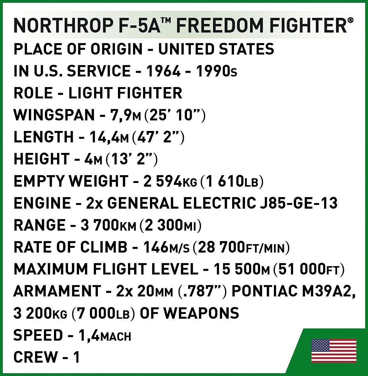 COBI 2425 Northrop F-5A Freedom Fighter