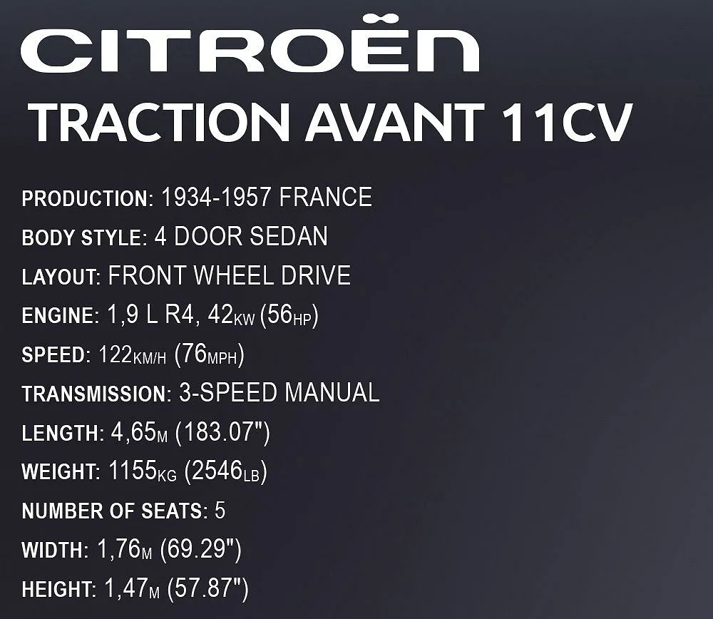 COBI 24336 Citroen Traction Avant 11CV 1938 - Executive Edition