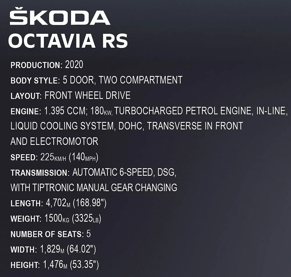 COBI 24342 Škoda Octavia RS - Executive Edition
