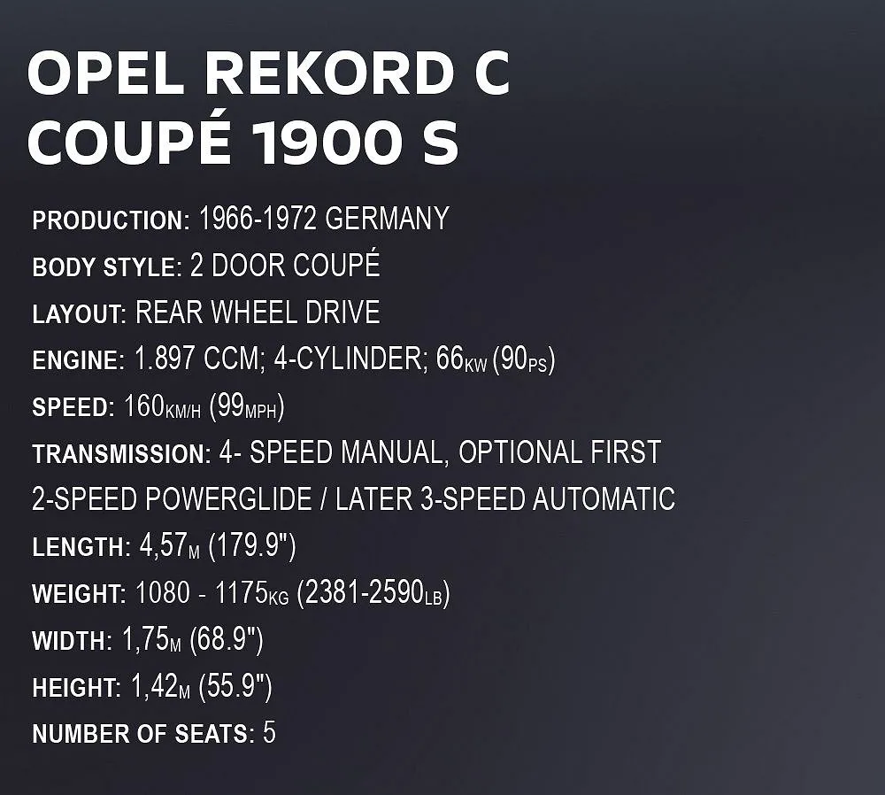 COBI 24344 Opel Rekord C Coupe - Executive Edition
