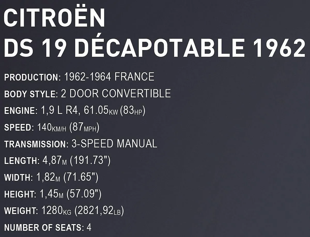 COBI 24346 Citroen DS 19 Décapotable 1962 - Executive Edition