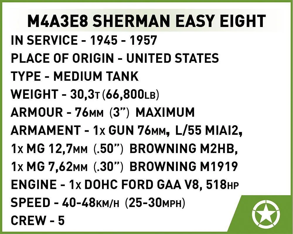 COBI 2533 M4A3E8 Sherman Easy Eight