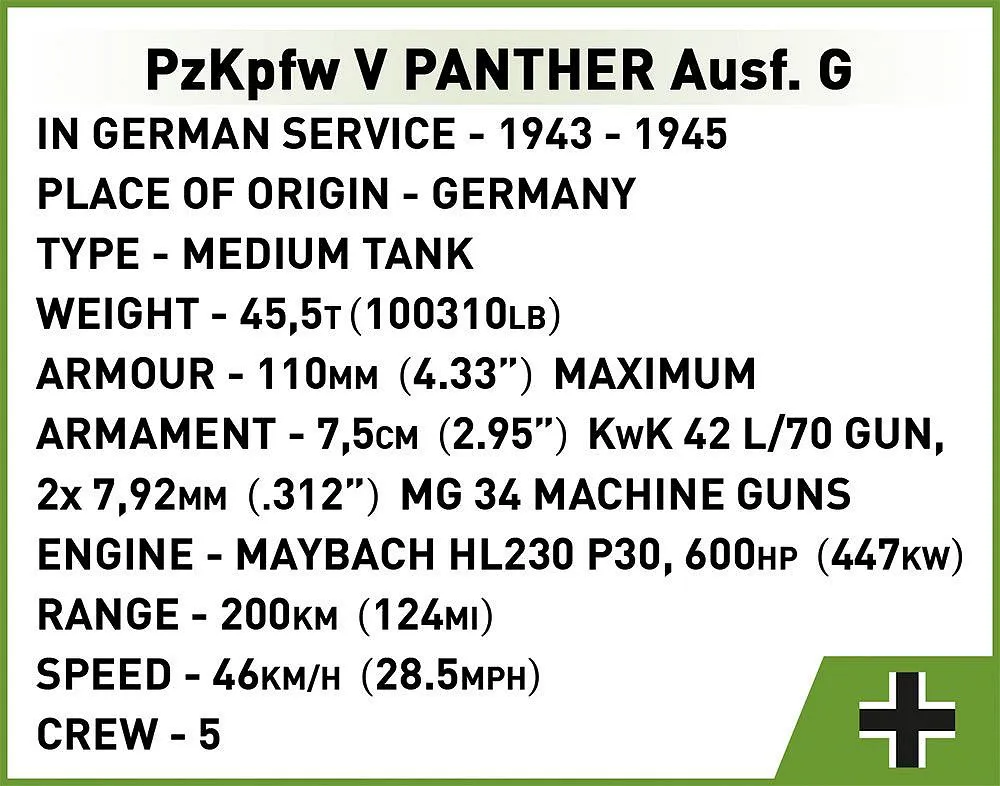 COBI 2565 PzKpfw V Panther Ausf. G + 8 cm PAW 600 - Limited Edition