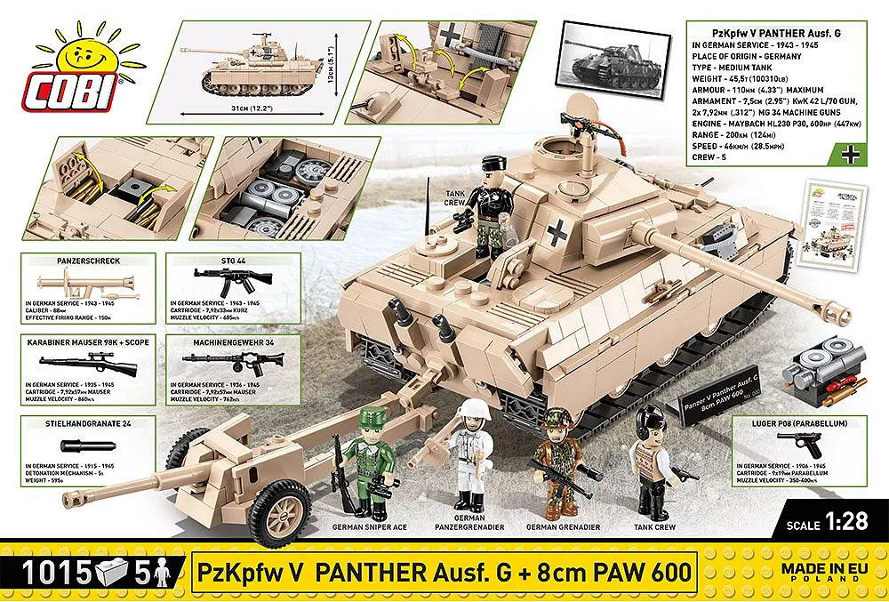 COBI 2565 PzKpfw V Panther Ausf. G + 8 cm PAW 600 - Limited Edition