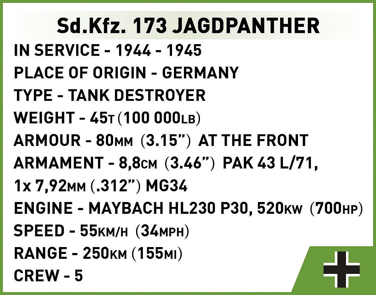 COBI 2573 Sd.Kfz.173 Jagdpanther- Limited Edition