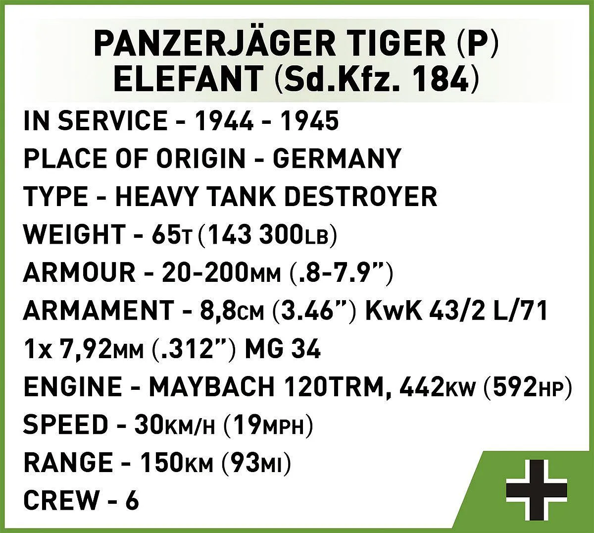 COBI 2582 Panzerjäger Tiger (P) Elefant