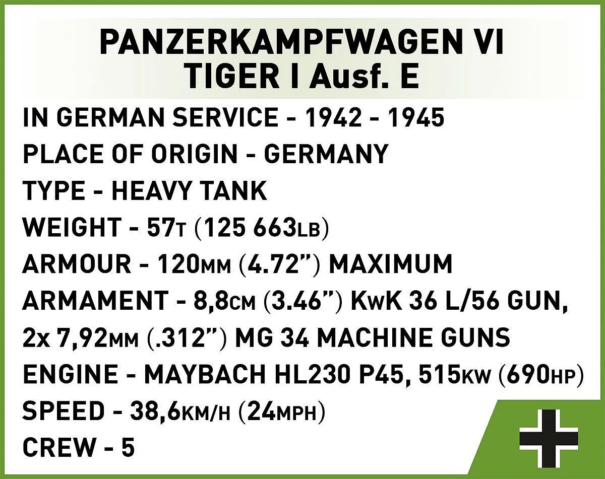 COBI 2587 Panzerkampfwagen VI Tiger I Ausf. E - Executive Edition