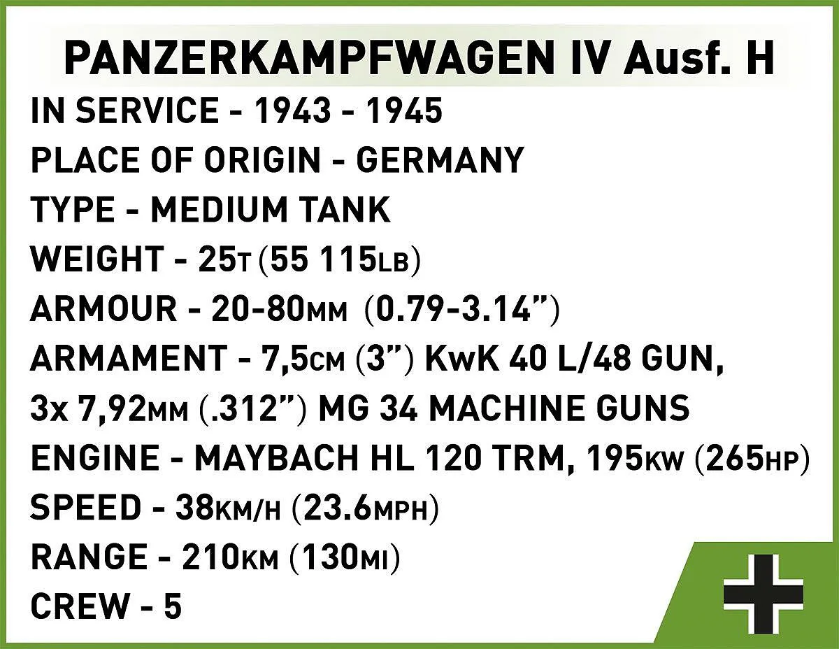 COBI 2591 Panzerkampfwagen IV Ausf. H - Limitierte Edition