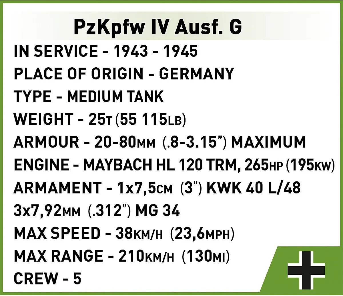 COBI 2592 PzKpfw IV Ausf. G