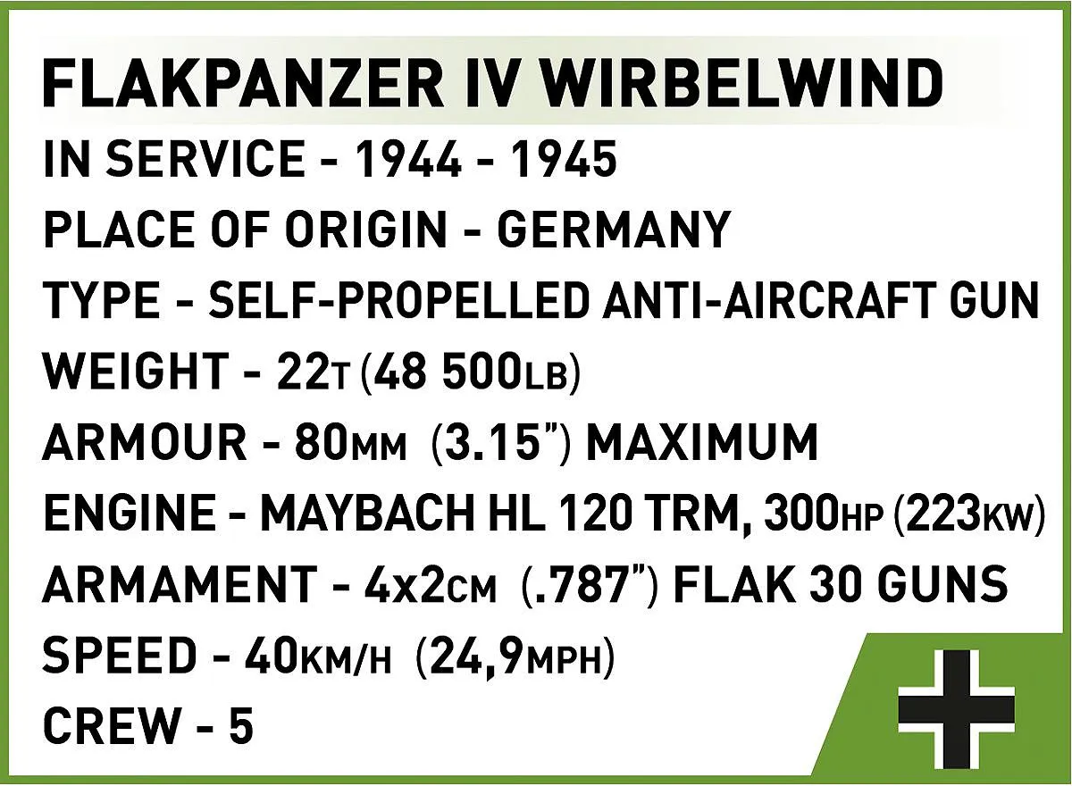 COBI 2593 Flakpanzer IV Wirbelwind - Executive Edition