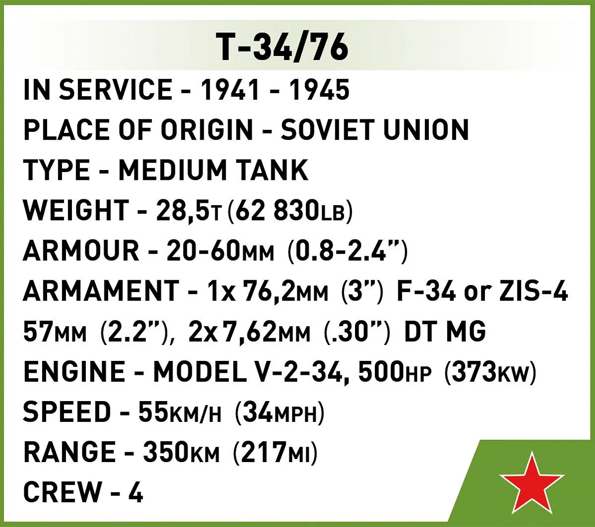 COBI 2594 T-34/76 / Pz.Kpfw. T-34 747 (r) - Limited Edition