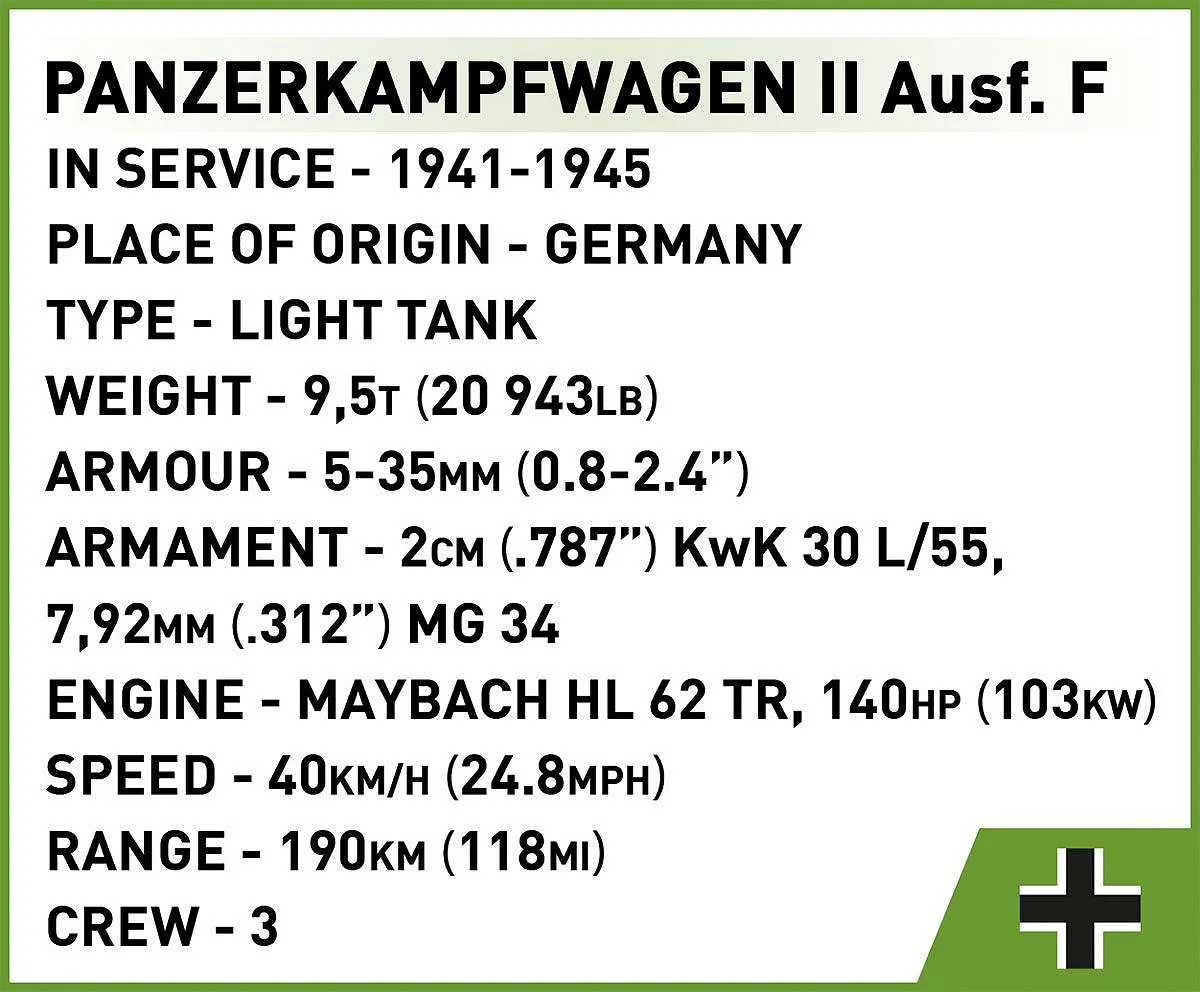 COBI 2597 Panzerkampfwagen II Ausf. F