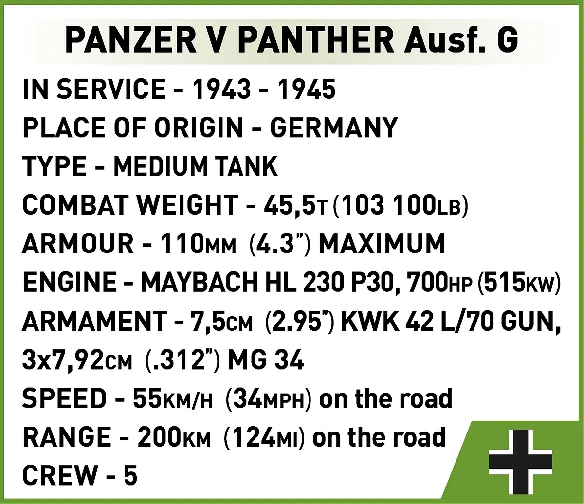 COBI 2655 Panzer V Panther Ausf. G "Pudel"