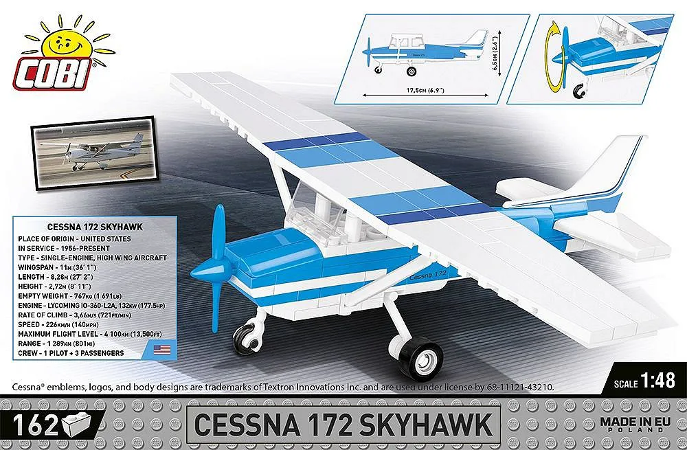 COBI 26622 Cessna 172 Skyhawk-Weiß-Blau