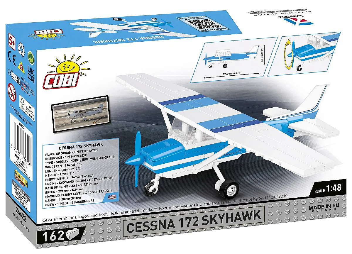 COBI 26622 Cessna 172 Skyhawk-Weiß-Blau