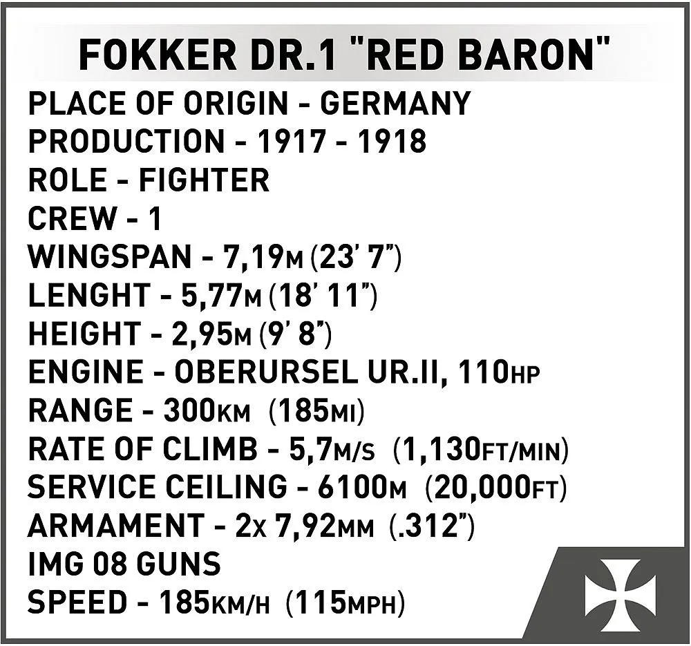 COBI 2986 Fokker Dr.1 Red Baron