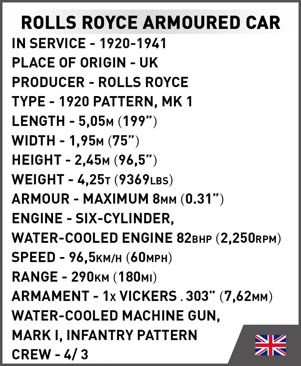 COBI 2988 Rolls-Royce Armoured Car 1920 Pattern Mk I
