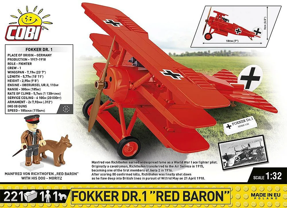 COBI 2996 Fokker Dr.1 Red Baron