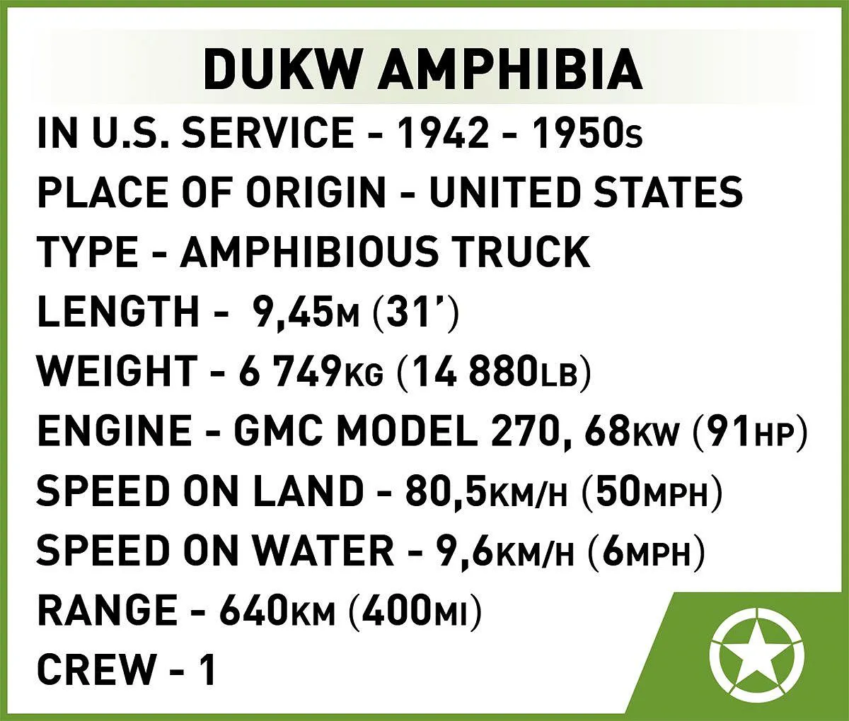 COBI 3110 DUKW Amphibia