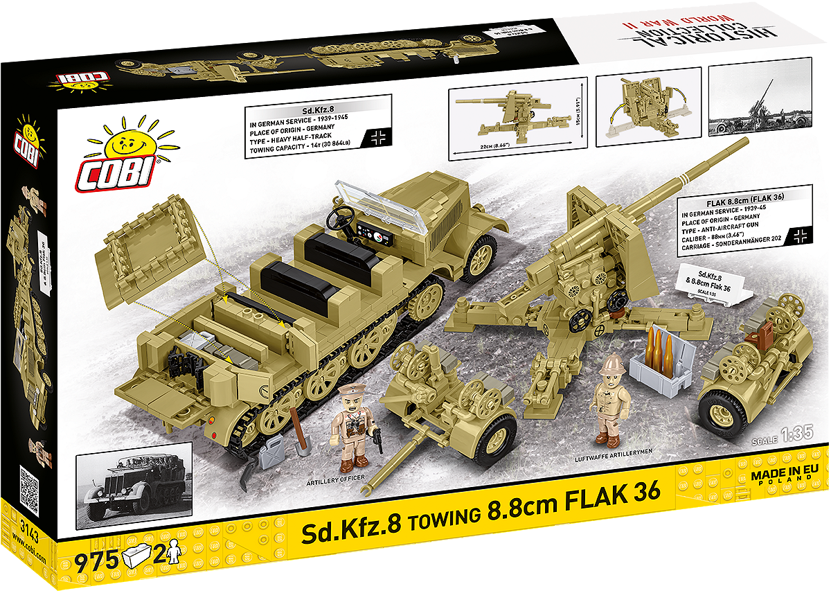 COBI 3143 Sd.Kfz.8 Schlepper 8.8 cm Flak 36