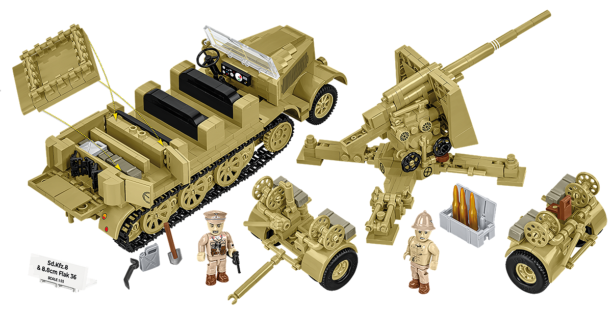 COBI 3143 Sd.Kfz.8 Schlepper 8.8 cm Flak 36