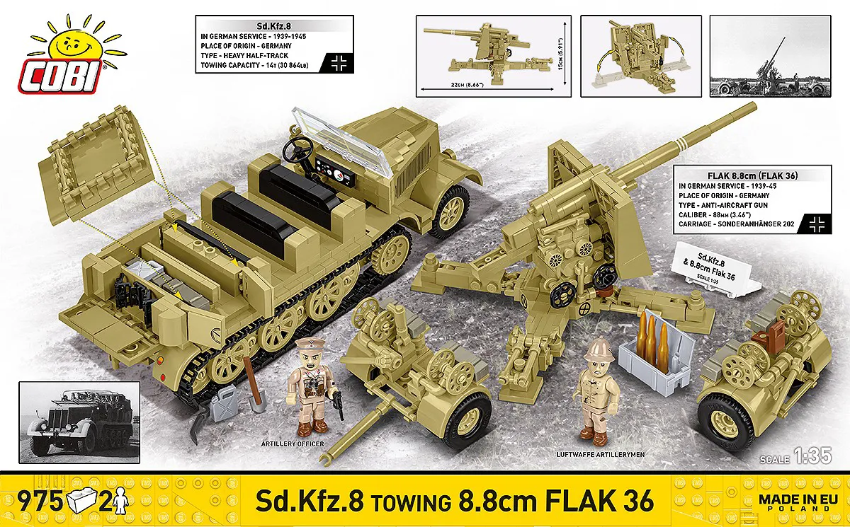 COBI 3143 Sd.Kfz.8 Schlepper 8.8 cm Flak 36