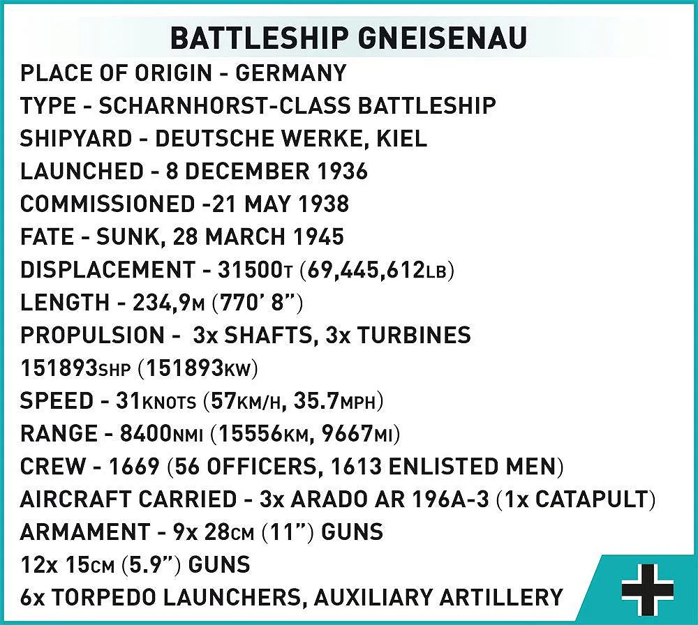 COBI 4835 Battleship Gneisenau