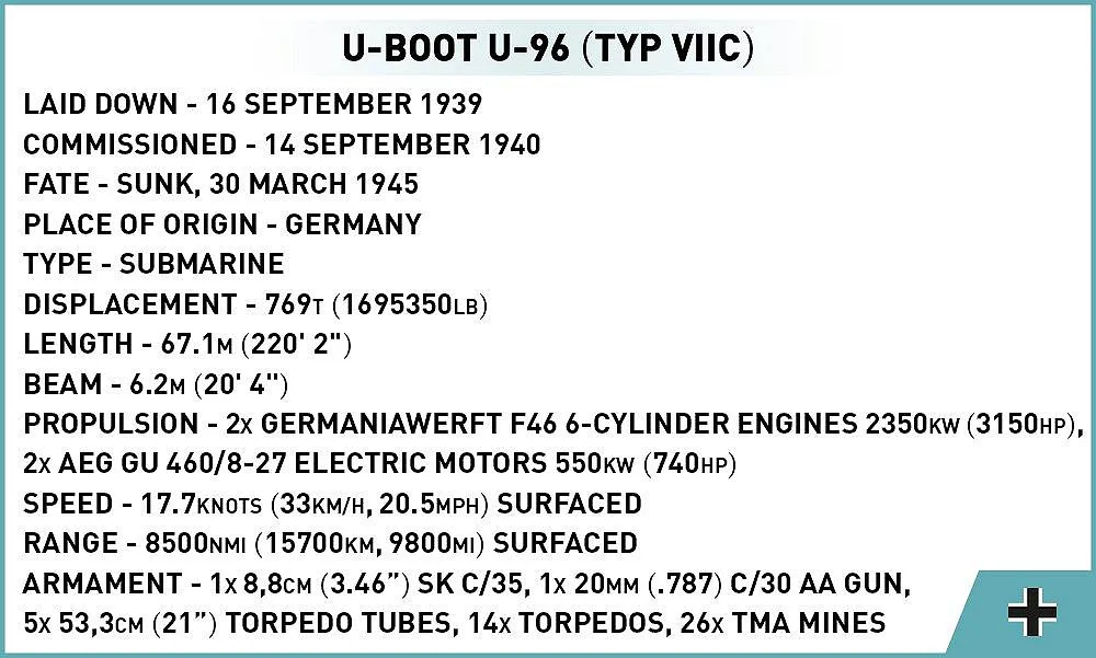 COBI 4847 U-Boot U-96 Typ VIIC