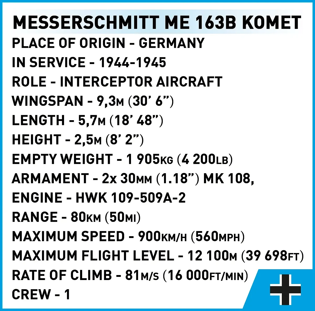 COBI 5766 Messerschmitt Me 163B Komet