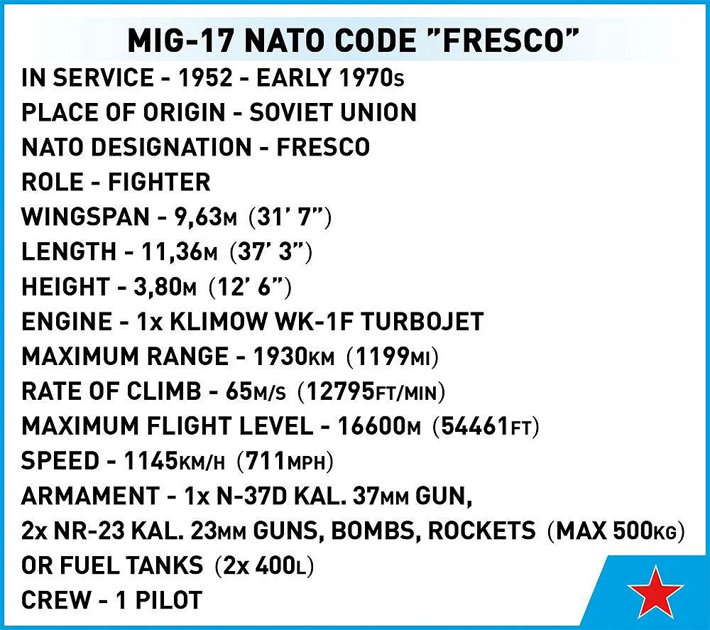 COBI 5823 MiG-17 NATO Code "Fresco