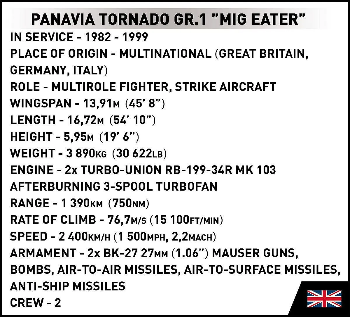 COBI 5854 Panavia Tornado GR.1 "MiG Eater