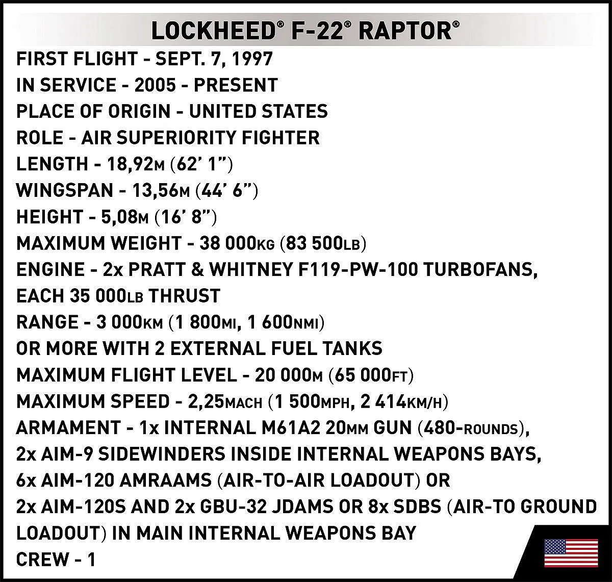 COBI 5855 Lockheed F-22 Raptor