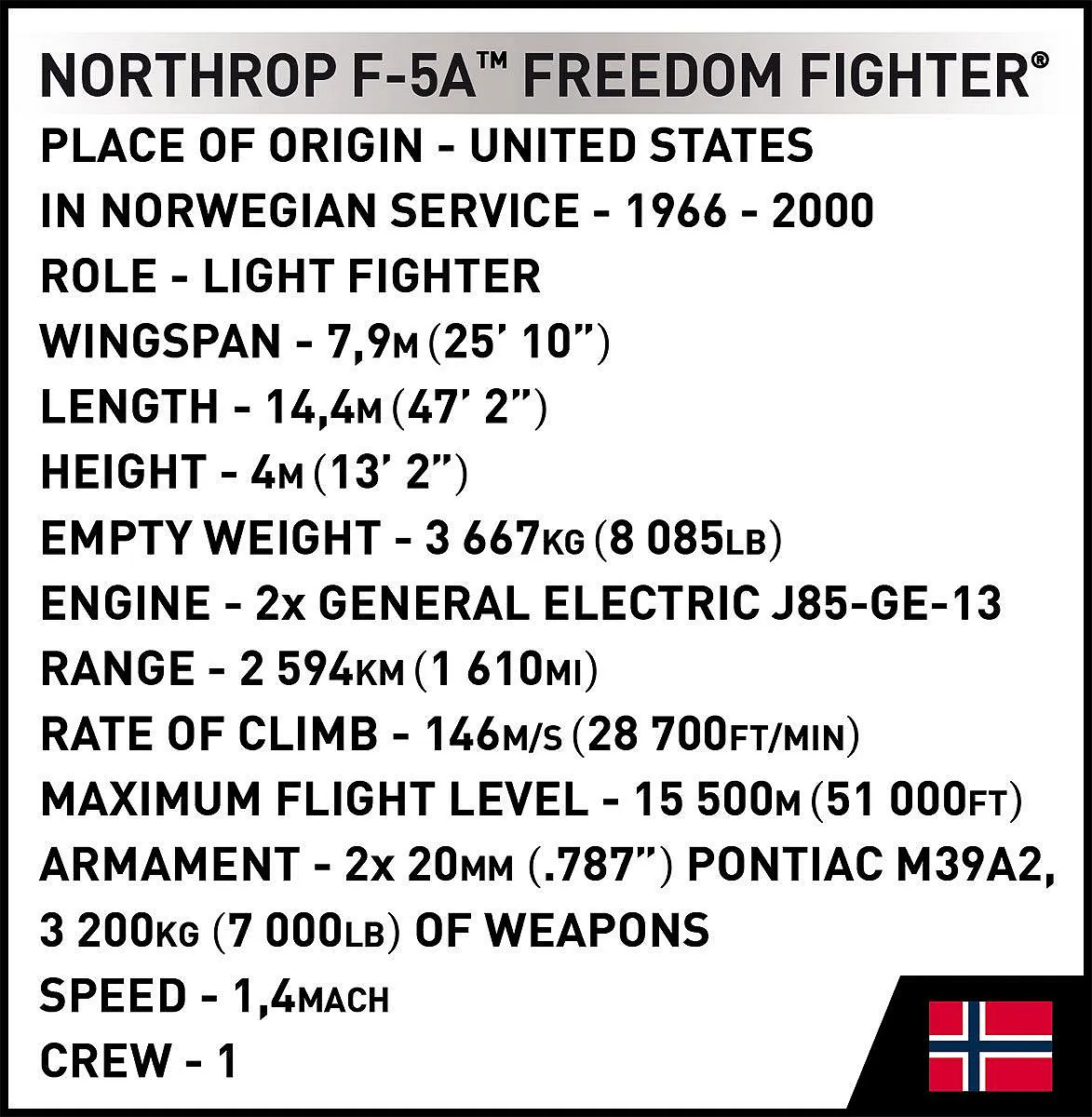 COBI 5858 Northrop F-5A Freedom Fighter