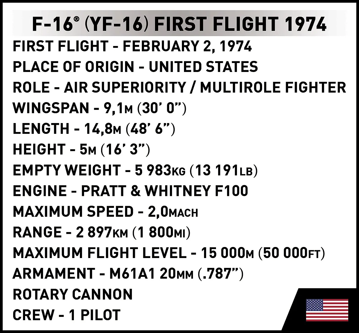 COBI 5892 F-16 (YF-16) Erstflug 1974