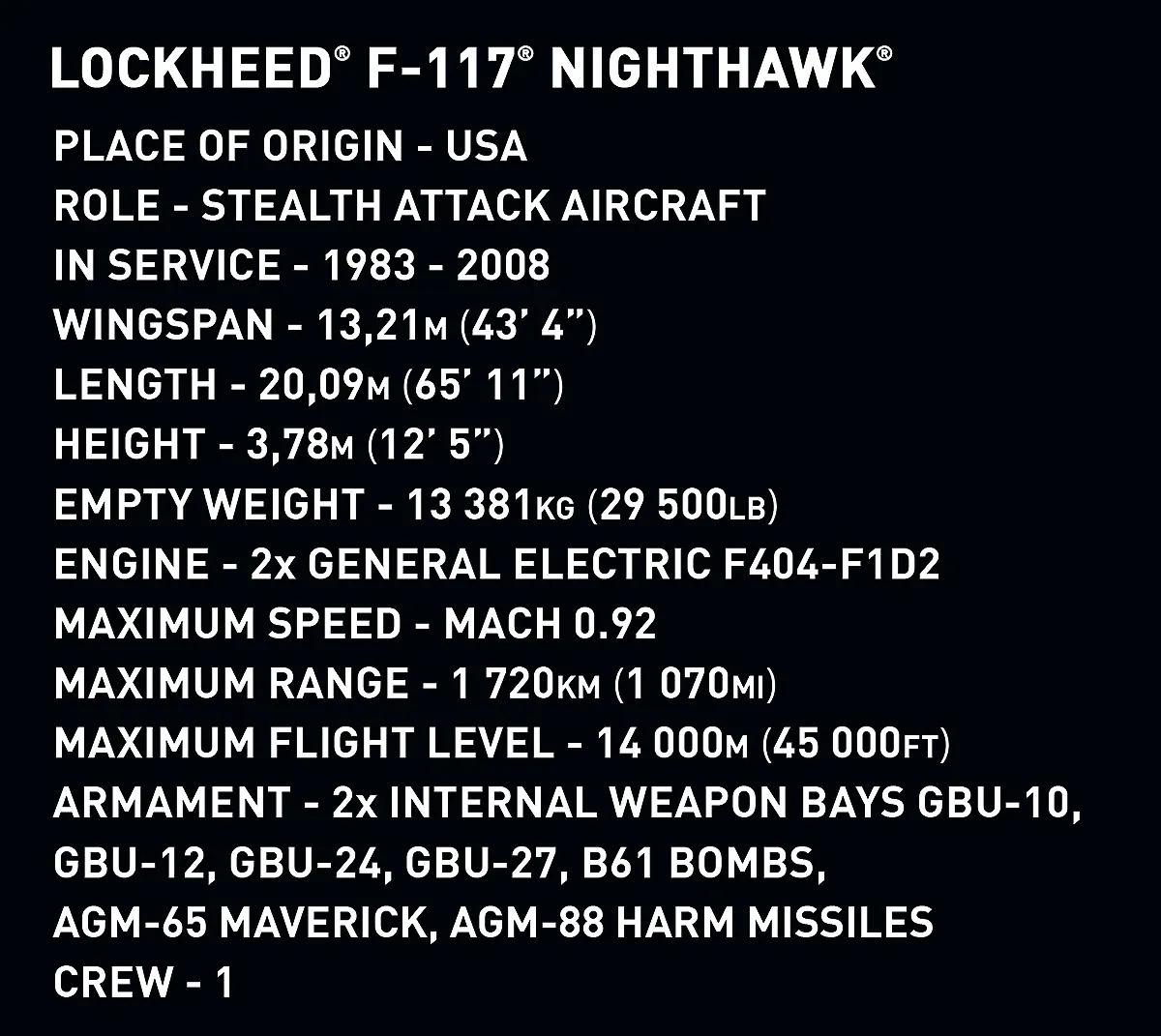 COBI 5902 Lockheed F-117 Nighthawk - Limitierte Edition