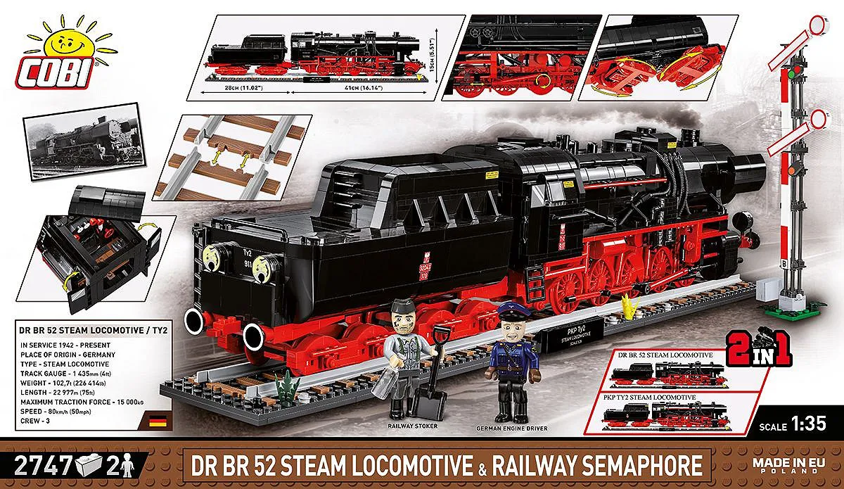 COBI 6287 DR BR 52 Steam Locomotive & Railway Semaphore